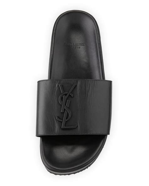 ysl slides joan 05|Saint Laurent Joan YSL Brooch Sport Slide Sandal, Black.